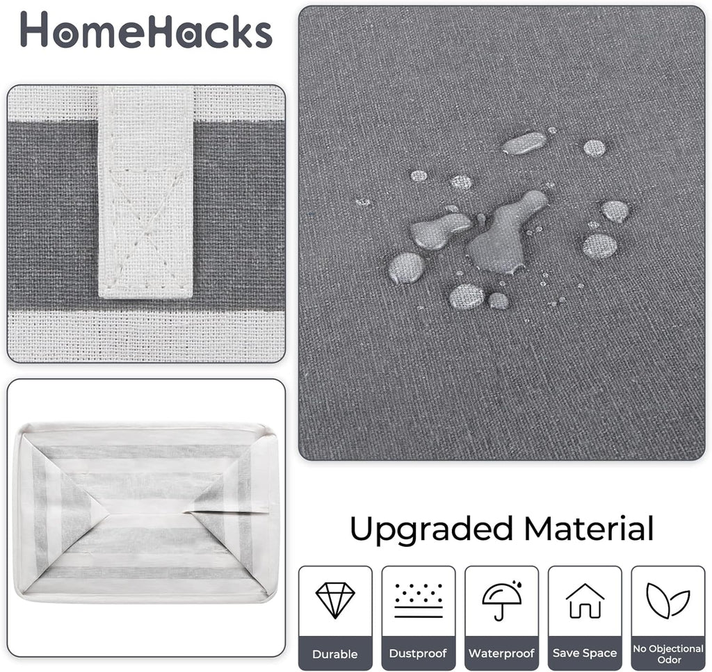 HomeHacks 2 Pack Large Laundry Baskets, Waterproof, Freestanding Laundry Hampers, Collapsible Clothes Hamper with Reinforced Handles in Laundry Room, College Dorm, Bathroom, Bedroom (Grey, 75Lx2)