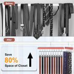 TOPIA HANGER Cedar 2 Pack 2 in 1 Belt Tie Hanger for Closet Max 60 Belts with 60 Ties Capacity, 20 Hooks Belt Tie Racks Hanger for Closet Organizer Storage Curved Fit Belt and Flat Fit Tie - CT60C