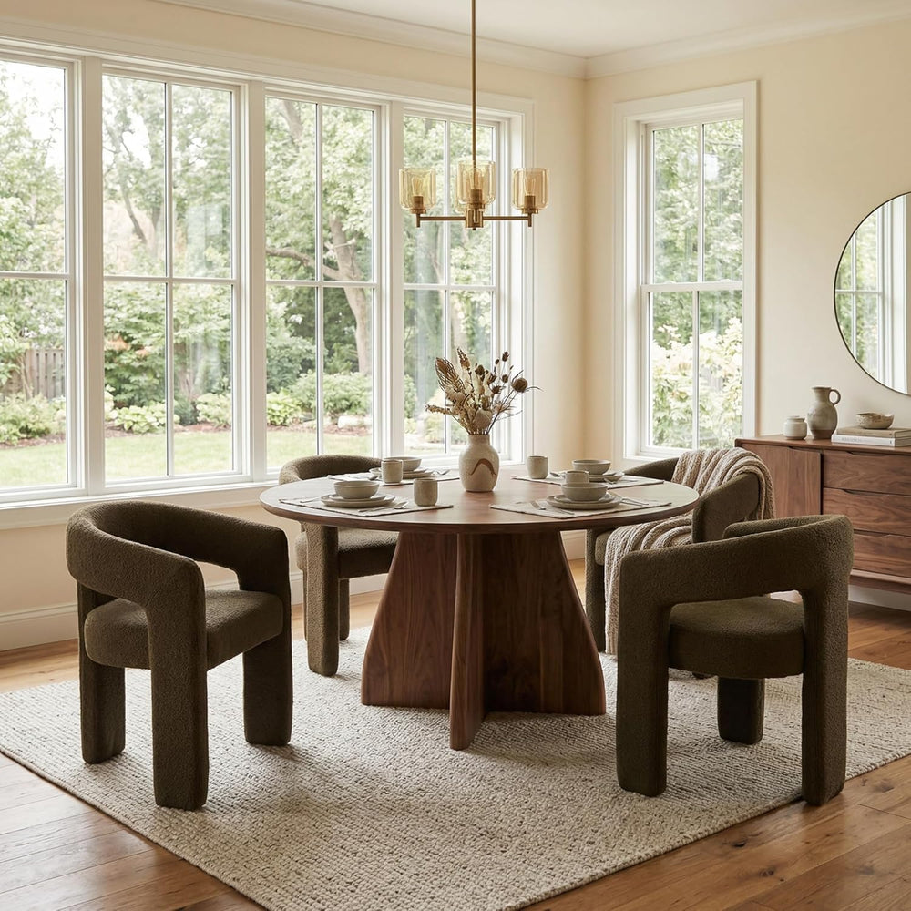 Hyfirm Modern Barrel Dining Chairs Set of 4, Comfy Sherpa Upholstered Accent ...