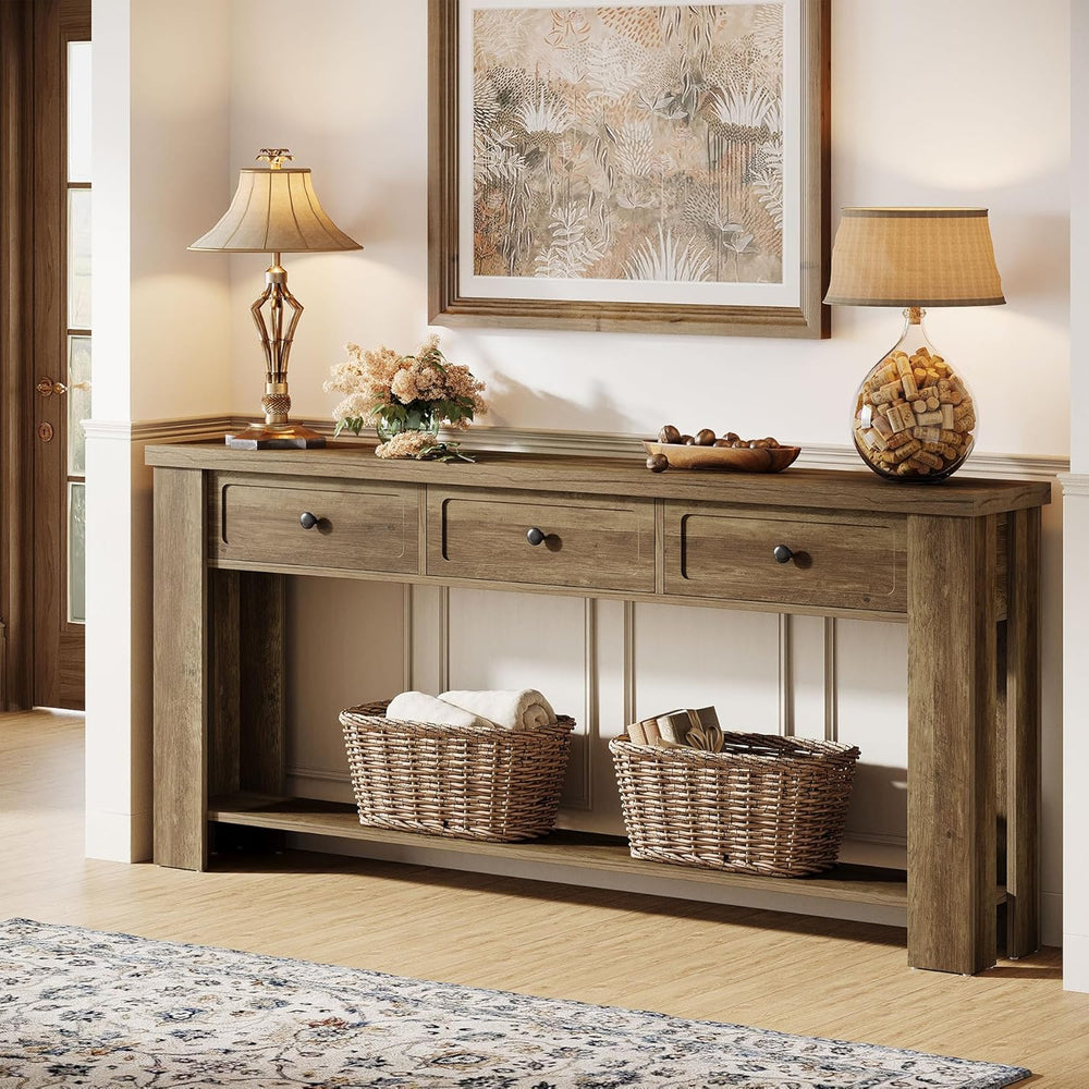 Tribesigns 70.9-Inch Long Console Table with 3 Drawers, Farmhouse Entryway Ta...