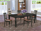 East West Furniture LGAV5-BLK-LC 5 Piece Dinette Set Includes a Rectangle Dining Room Table with Butterfly Leaf and 4 Faux Leather Upholstered Dining Chairs, 42x84 Inch, Black