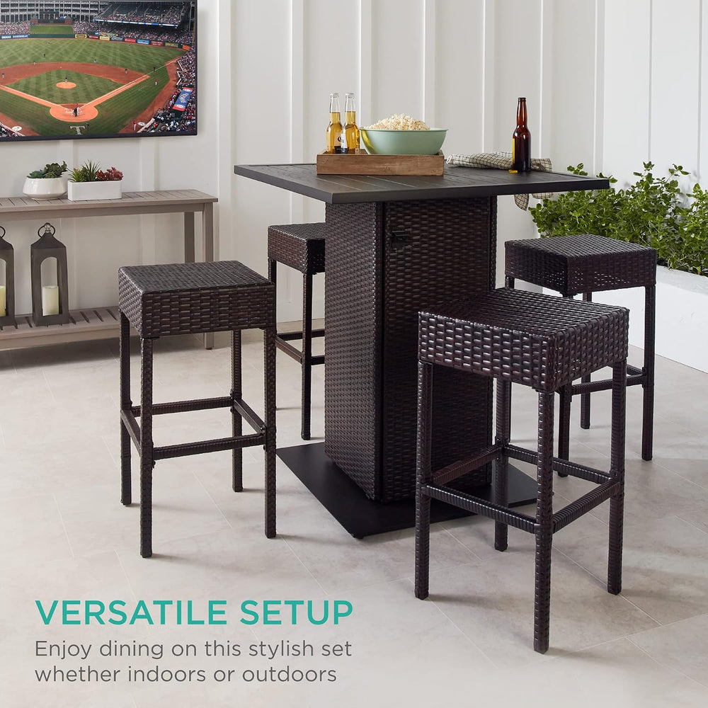 Best Choice Products 5-Piece Outdoor Wicker Bar Table Set for Patio, Poolside...