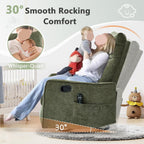 Swivel Rocker Glider Recliner Chair for Nursery and Small Spaces with Heated Massage Manual Rocking Recliner Sofa for Living Room Home Theater