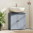 HOMCOM Under Sink Bathroom Cabinet with 2 Doors and Shelf, Pedestal Sink Bathroom Vanity Cabinet, Gray