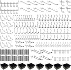 258PCS Pegboard Hooks, Pegboard Accessories Organizer Kit, Pegboard Set for Tools,1/8 and 1/4 inch Pegboard Hooks Assortment, Peg Board Hooks, Peg Board Bins, Peg Locks