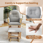 DORTALA Baby Glider Rocker with Ottoman, Multiposition Lockable Glider with Cleanable Upholstered, Smooth Rocking Motion, Nursery Glider & Ottoman Sets for Nursing Baby, Reading (Grey and Natural)