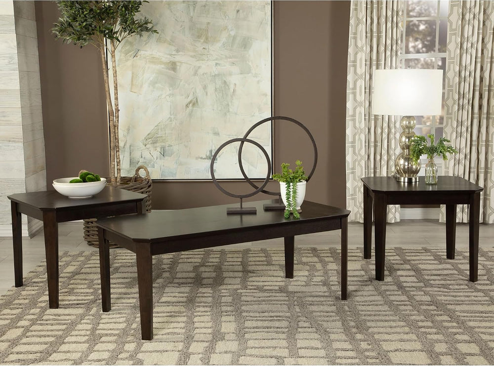 Dark Brown 3-Piece Coffee and End Table Set