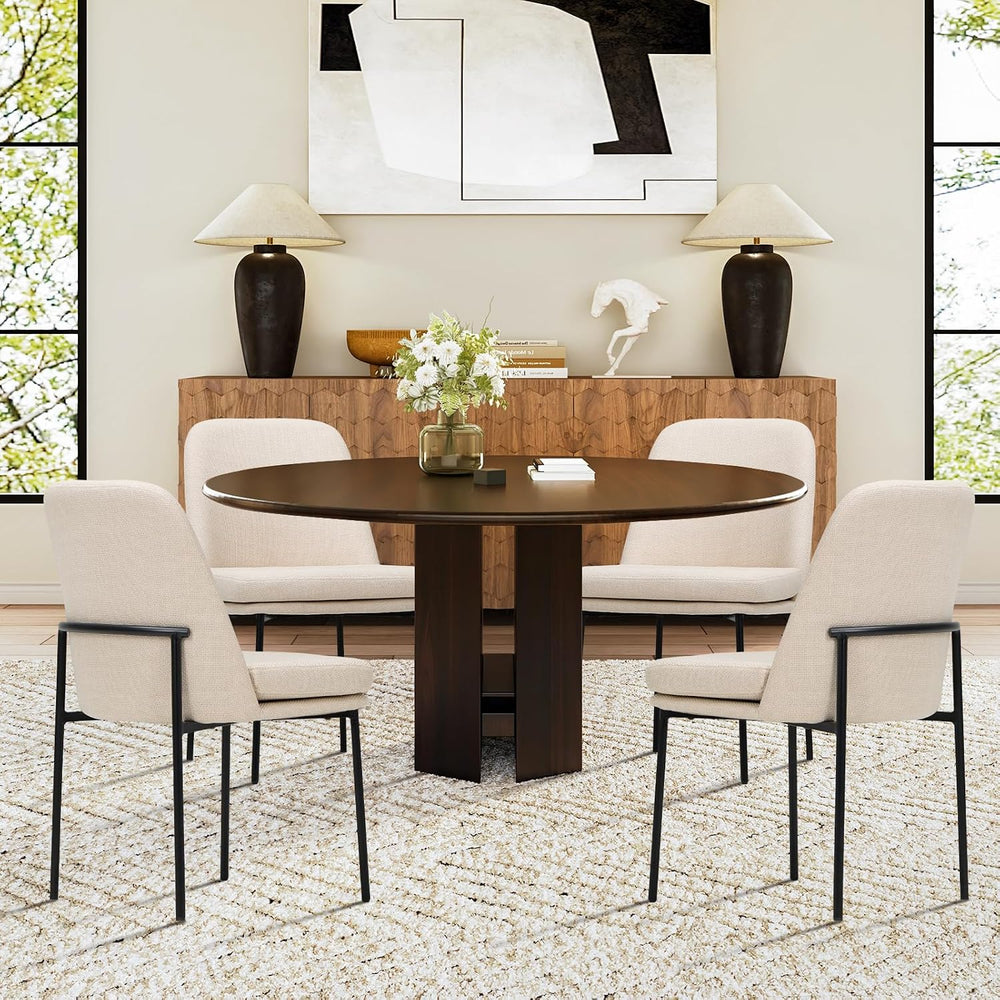 COLAMY Upholstered Dining Chairs Set of 4, Beige | Modern Dining Room Chairs ...