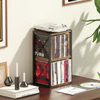 Alyoen 2 Tier CD Holder Organizer, Wooden CD Storage Rack Holds up to 30 Cds, CD Case Holder for Display, Premium CD Display Shelf for Home Office, Ideal for Music Enthusiasts