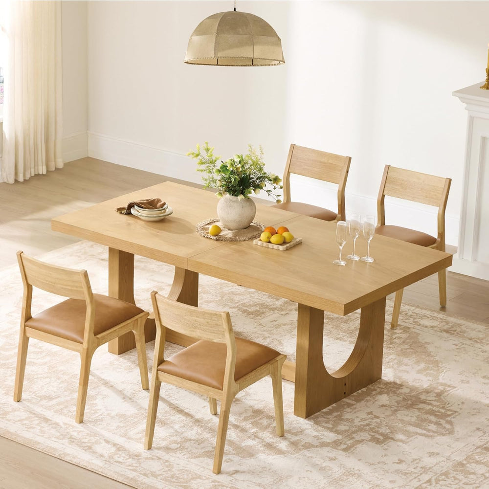 Watson & Whitely Wood Dining Chairs Set of 2, Modern Leather Upholstered ...
