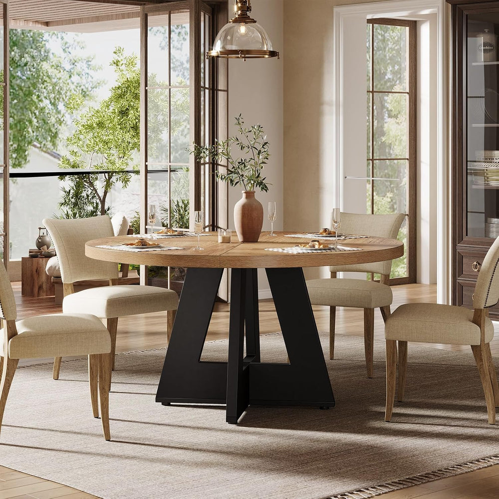 Tribesigns 47 inch Round Dining Table Wood Kitchen Table for Dining Room, 47&...
