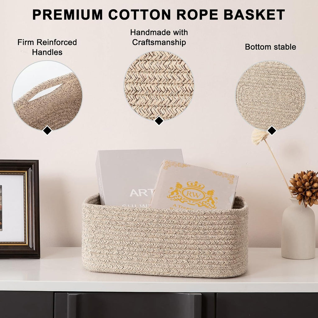 OIASKET 6 Pack Small Storage Baskets for Shelves, Basket for Organizing | Baskets for Towel, Cute Decorative Storage Bins, Organizer Basket for Gifts Empty, 11.8''Lx7.8''Wx4.7''H-Brown
