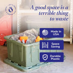 HOMZ 2-Pack Durabilt Tote, Heavy Duty Plastic Storage Bins with Lids, 15 Gallon, Green Camo - Stackable Organizing Containers for Home, Garage, and Office
