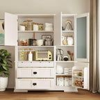 Spaco 78.3" Kitchen Pantry Cabinet with Hutch,Freestanding Food Storage Cabinet with 3 Drawers and 3 Adjustable Shelves,Versatile Buffet Sideboard for Kitchen,Dining Room. (White)