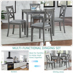 LUMISOL 5-Piece Wooden Dining Table Set with 4 Chairs, Kitchen Table Set for 4 People, Farmhouse Table and Chairs Set for Living Roo, Kitchen, Dining Room, Grey