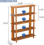 Merax 4 Shelf Bookcase H-70 L-53 Acacia Wood Open Bookshelf, Contemporary Farmhouse Style Display Storage Shelf for Home Office Studio, Teak Finish