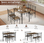 Vipbear Kitchen Dining Table Set for 4, 5-Piece Kitchen Table Set,Dining Room Table Sets,Rectangular Kitchen Table Set with 4 Chairs for Small Space, Dinette,Apartment, Rustic Brown