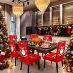 Christmas Chair Covers, Stretch Dining Room Chair Covers Set of 8, Christmas Decoration/Home Decor Chair Protector Slipcovers