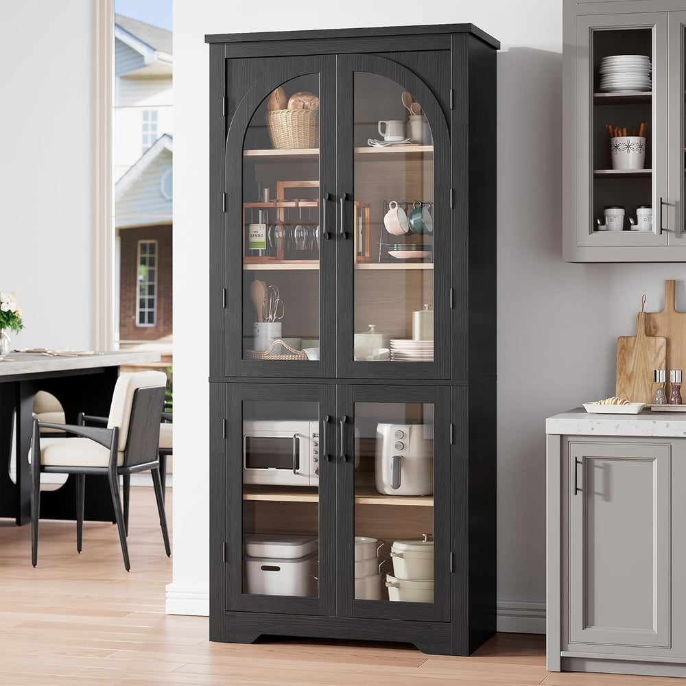 Garvee 70" Tall Kitchen Pantry Cabinet - Modern Display Cabinet with 4 A...