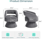 LINSY Swivel Barrel Chair, 360 Modern Swivel Accent Chair Boucle Swivel Chair Round Gray Corduroy Chairs with Arms, Small Barrel Chair for Small Spaces Bedroom Living Room