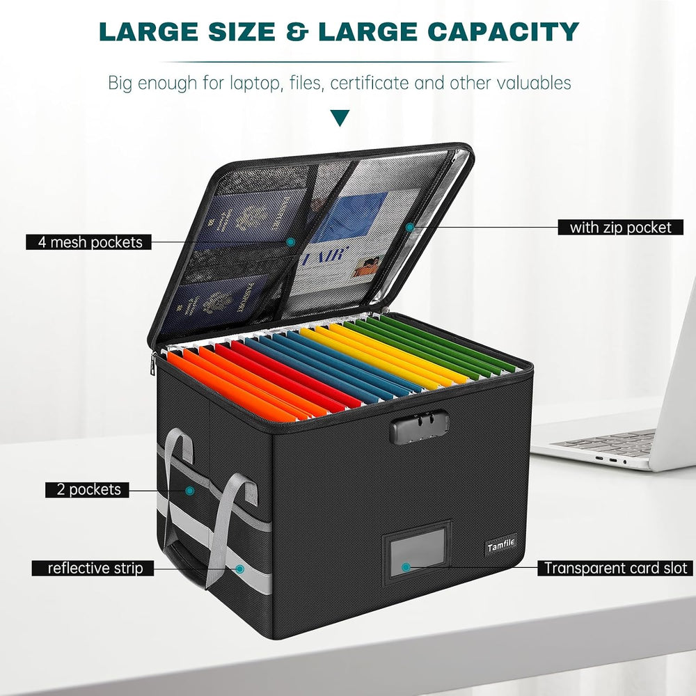 Tamfile Large File Box with lock, 5200°F Fireproof File Box for Documents | f...