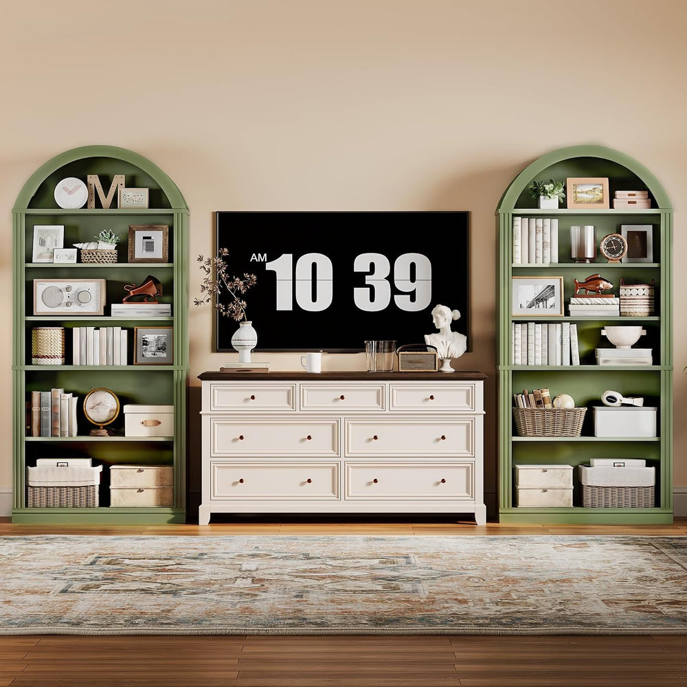 RALGEND Arched Bookshelf, 75.8" Tall Arch Bookcase with Storage