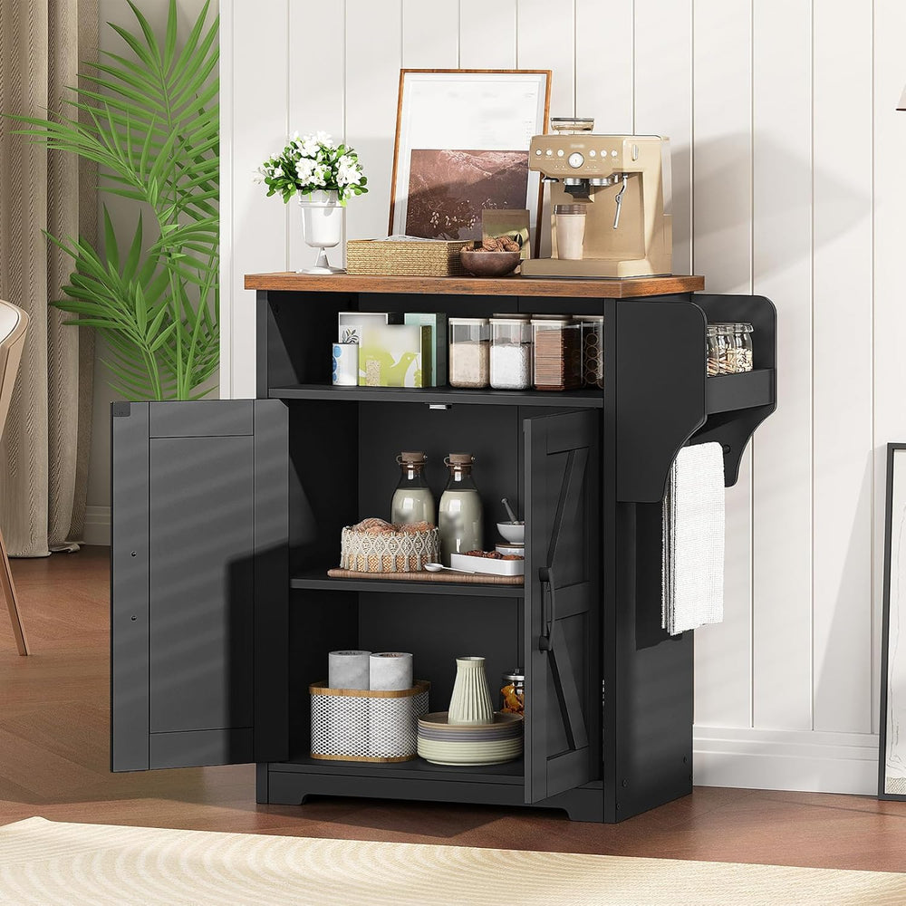 YATINEY Coffee Bar Cabinet, Kitchen Island with Storage, Farmhouse Sideboard ...