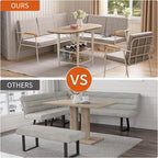 VFK 3 Piece Dining Table Set, 51 Inch Modern Kitchen Folding Breakfast Table with Right Seat Storage Corner Stools and Dining Chairs for Home Dining Room Furniture