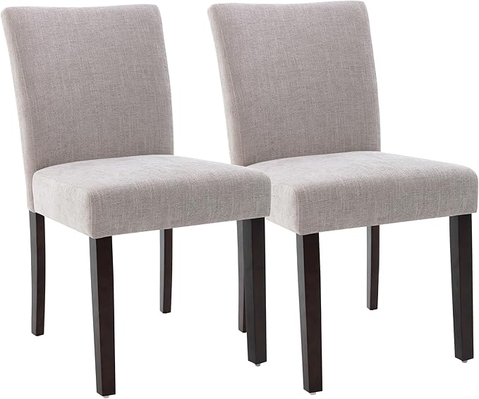 Watson & Whitely Upholstered Kitchen & Dining Room Chairs with Low Back, Performance Fabric Dining Chairs Set of 2, Modern Armless Dining Chairs with Solid Wood Legs, Gray