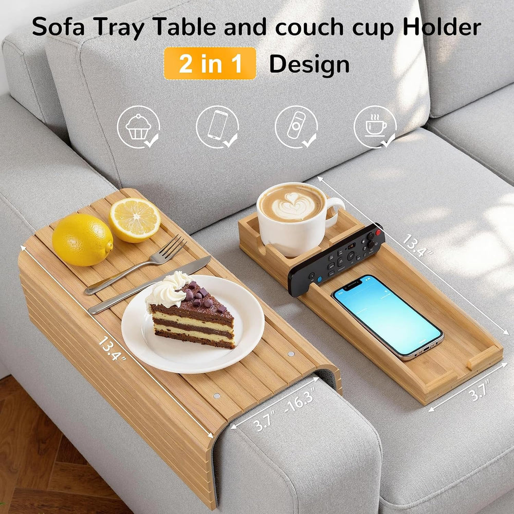 Korser Couch Armrest Table, Sofa Arm Tray with Removable Cup Holder, 2 in 1 A...