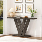 karlott 51" Console Table, V-Shaped Entryway Table, Wood Sofa Table Behind Couch, Grey