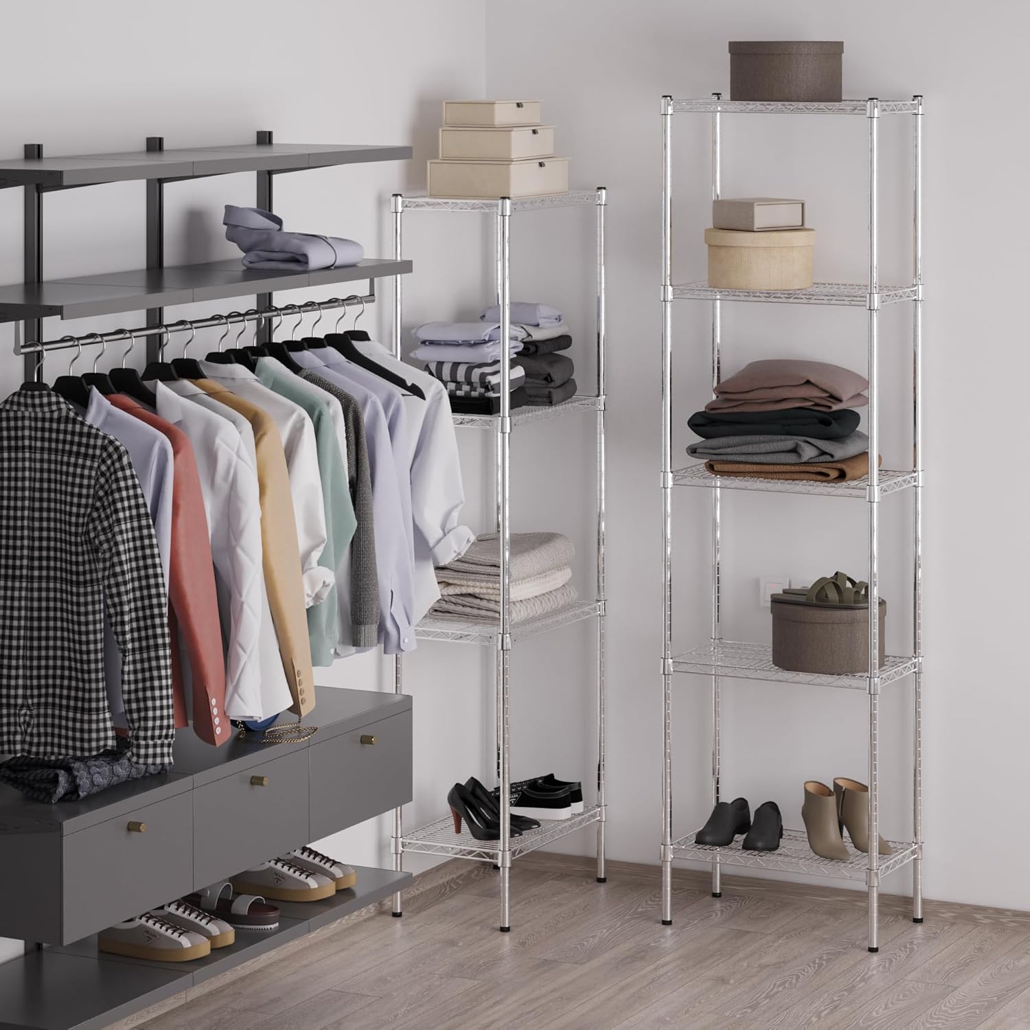 14" Deep x 24" Wide x 86" Height Wire Shelving Kit | 5-Tier | NSF Commercial Storage Rack Unit