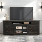 DWVO Farmhouse TV Stand for 75/80 Inches TVs, Entertainment Centers Furniture 30" Tall, TV Consoles with Storage Drawers & Power Outlet, Rustic TV Stands for Living Room, Dark Rustic Oak