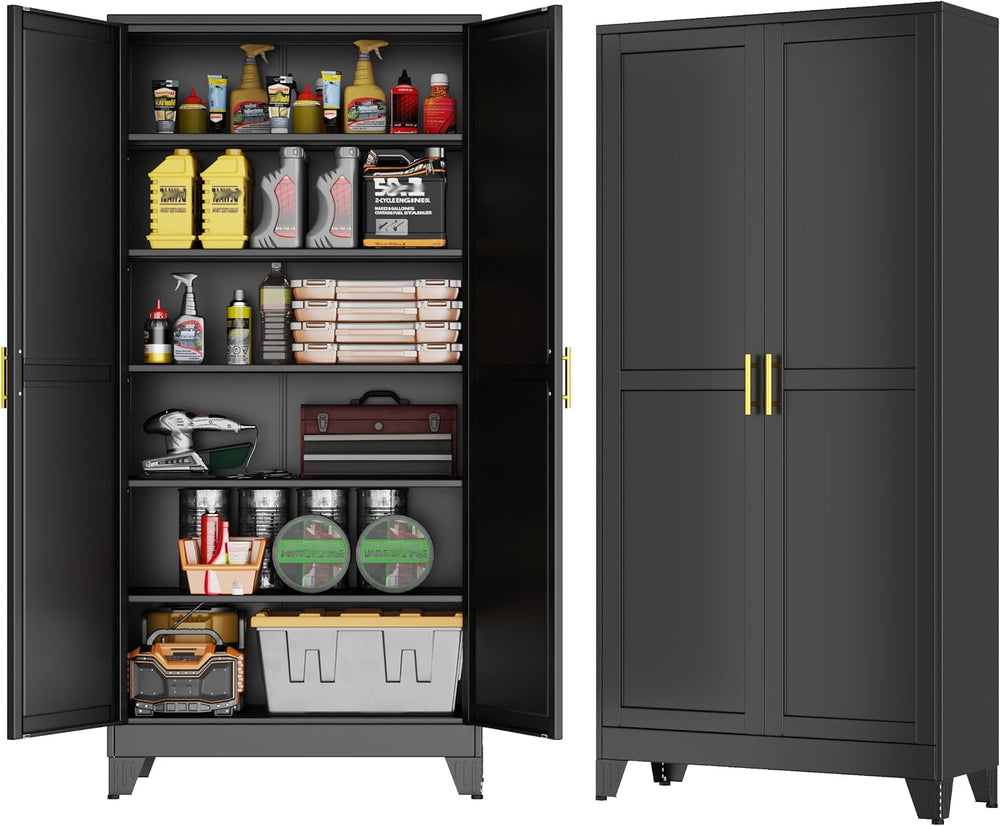 GAIOUS 75'' Tall Metal Garage Storage Cabinet, File Cabinet with 2 Do...