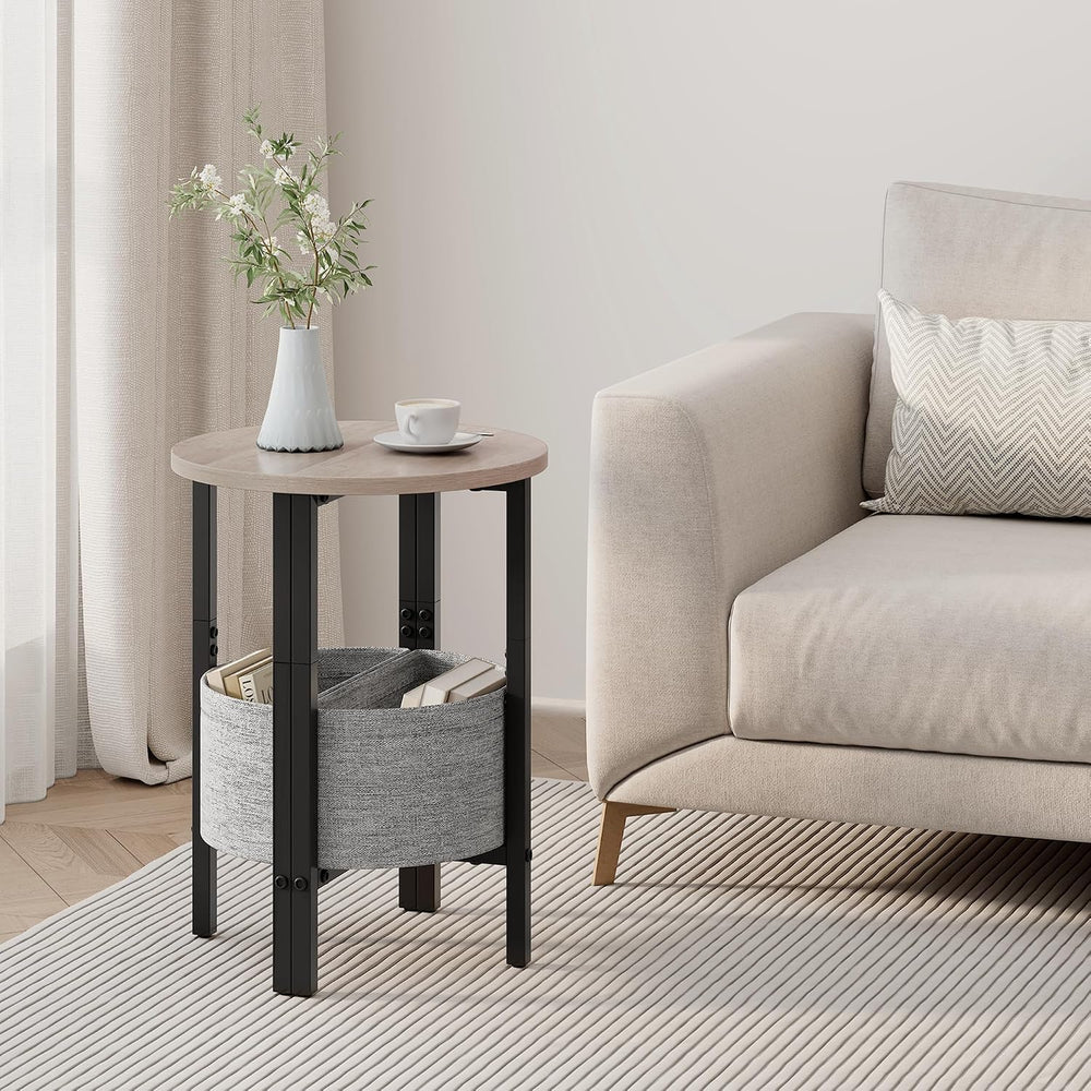 Vagusicc Small Round Side Table End Table, Tall Accent Table with Storage Bas...
