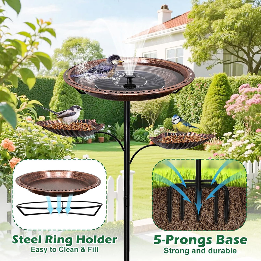 Bird Bath for Outside,2-in-1 Detachable Bird Feeder,Antique Bronze