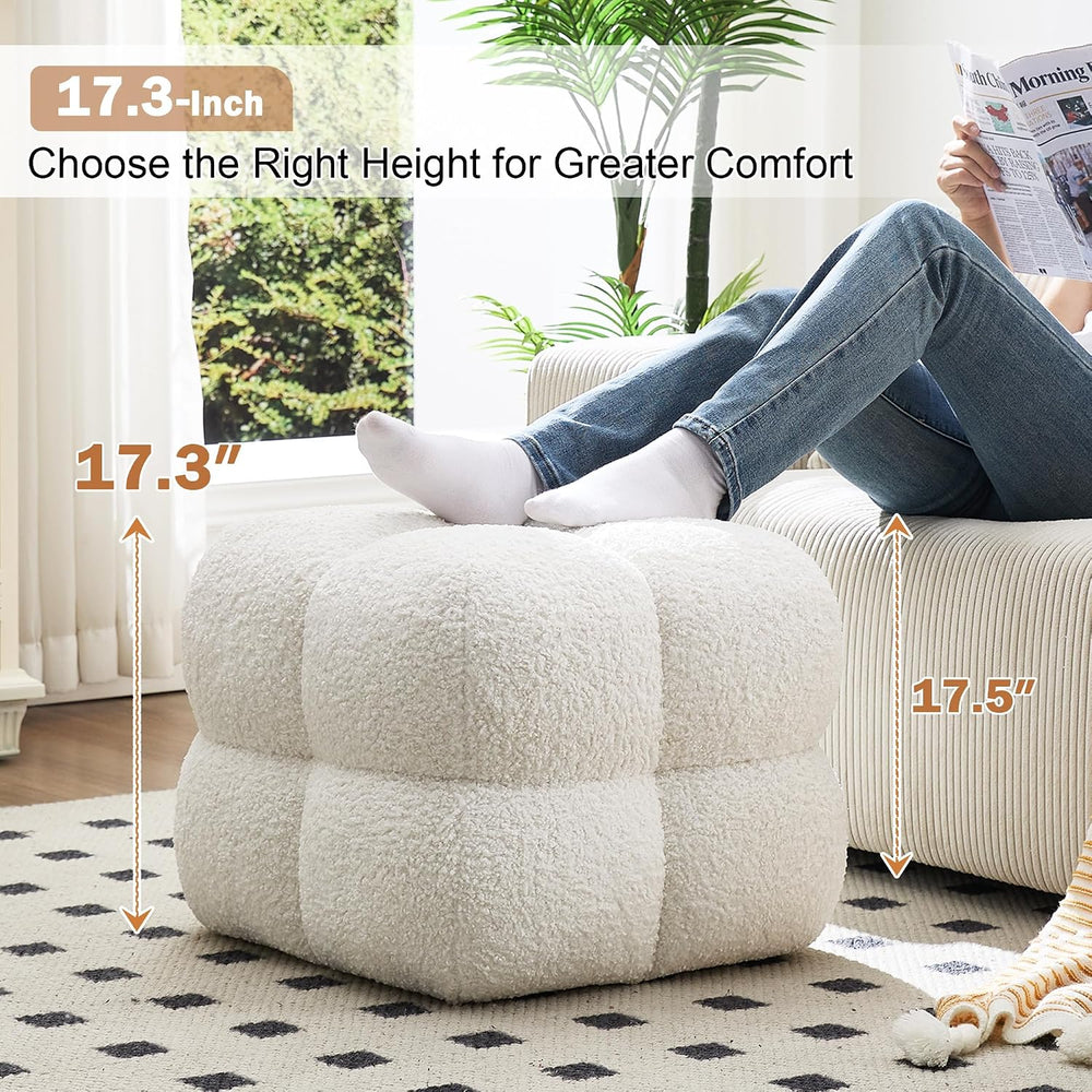 Zesthouse Square Pouf Ottomans Set of 2, Modern Backless Vanity Stool for Bed...