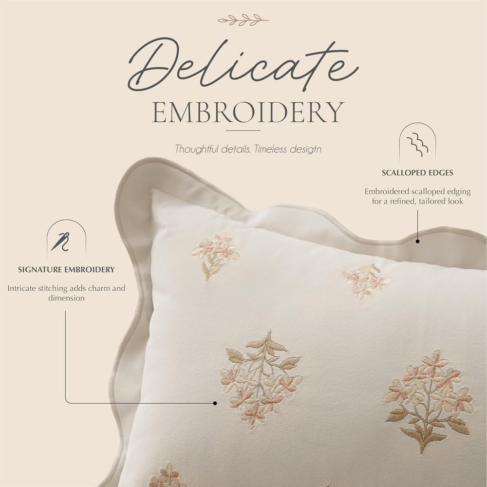 BlissBlush Long Lumbar Pillow Cover 14x36 for Bed, Cream White Velvet Decorat...