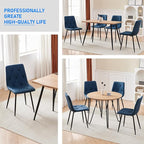 Btrpily 4 Set of Dining Chairs, Metal Frame Dining Chair for Kitchen Room,Technology Cloth Seat Chair for Living Room, Bedroom(Blue)