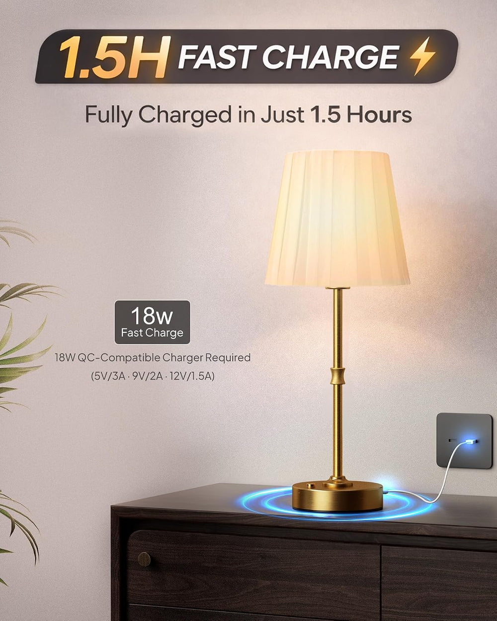 EppieBasic Cordless Table Lamp Rechargeable: Fast Charging & Long Lasting...