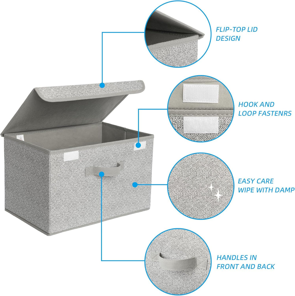 GRANNY SAYS Storage Boxes with Lids, Fabric Storage Bins, Keepsake Box, Closet Organizers and Storage, Gray, 2-Pack
