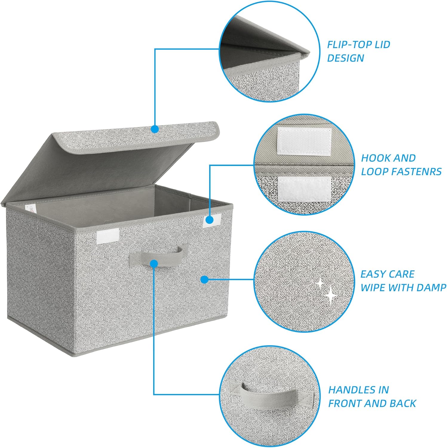 GRANNY SAYS Storage Boxes with Lids, Fabric Storage Bins, Keepsake Box, Closet Organizers and Storage, Gray, 2-Pack