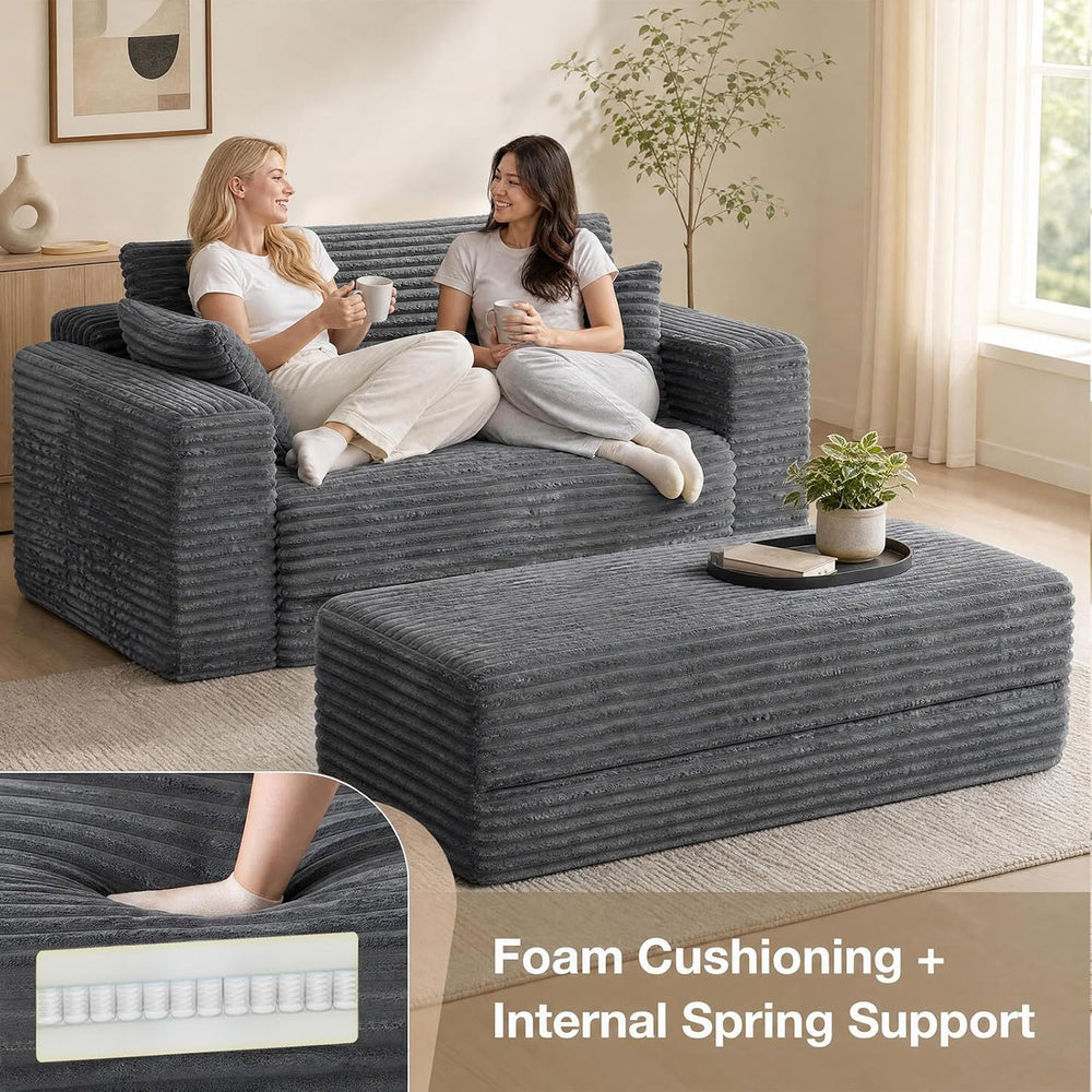 Oversized Chaise Lounge Chair with Ottoman Indoor, 82" Sofa Chair Bed | ...