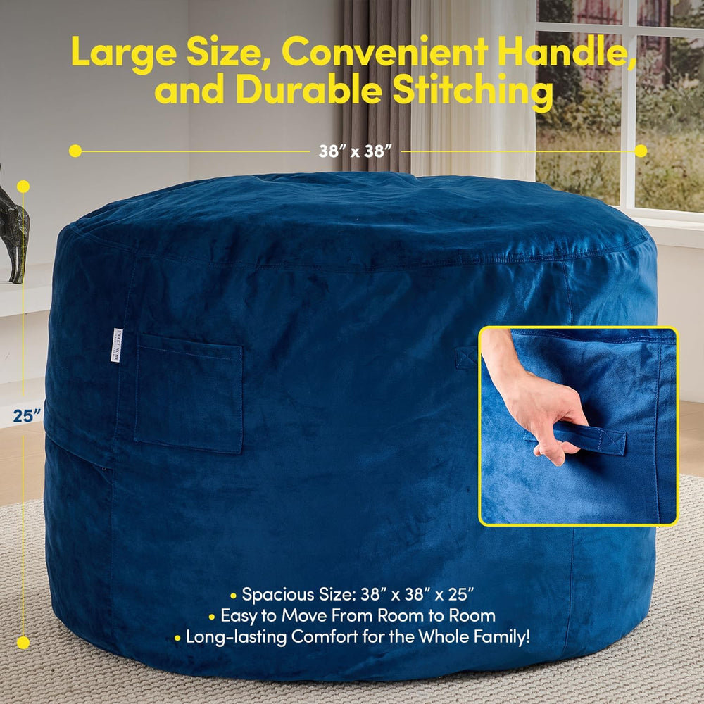 Bean Bag Chair 3ft Memory Foam Sack with Removable Velvet Cover, Ultra Soft F...