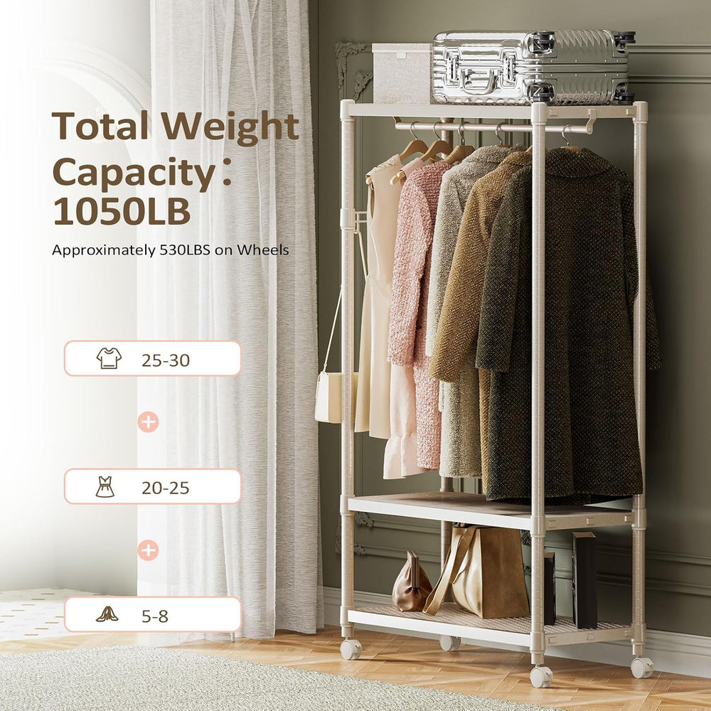 IZEUK Heavy Duty Rolling Garment Rack Wire Clothes Rack for Hanging Clothes (...