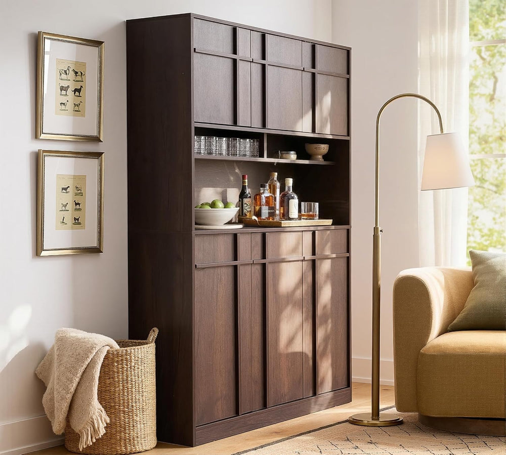 72" Pantry Cabinet, Tall Kitchen Pantry Storage Cabinet with Countertop,...