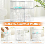 Baby Bottle Organizer, 4 Pack Bottle Storage Organizer Baby with Labels, Clear Stackable Storage Drawers for Bottles, Nipples, Pump Parts, Bottle Station Organizers for Countertop and Cabinet