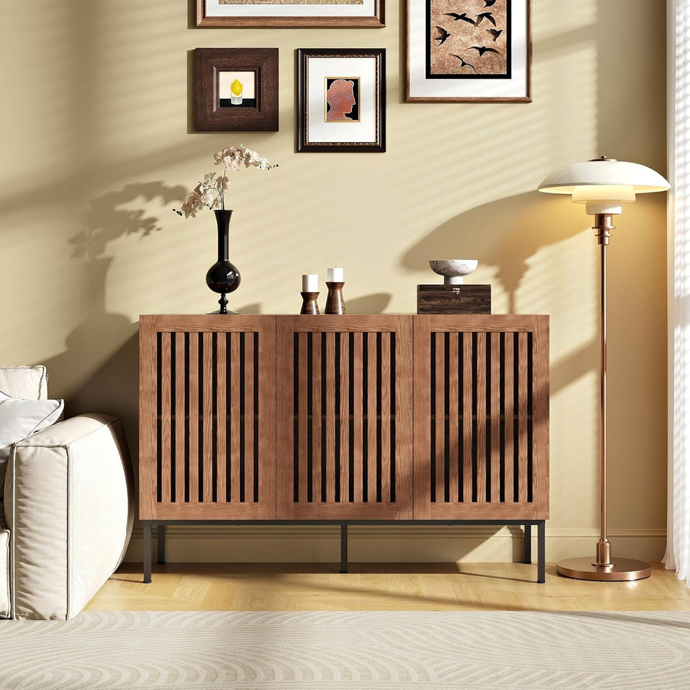 BVIUNTWO Buffet Cabinet, Modern Credenza Storage Cabinet with Adjustable Shel...