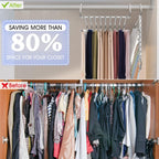Upgrade 9 Layers Pants Hangers Space Saving, 2 Pack Multifunctional Pants Rack Non Slip Stainless Steel Clothes Space Saver Hangers Closet Organizers Storage for Pants Jeans Leggings, Creamy White