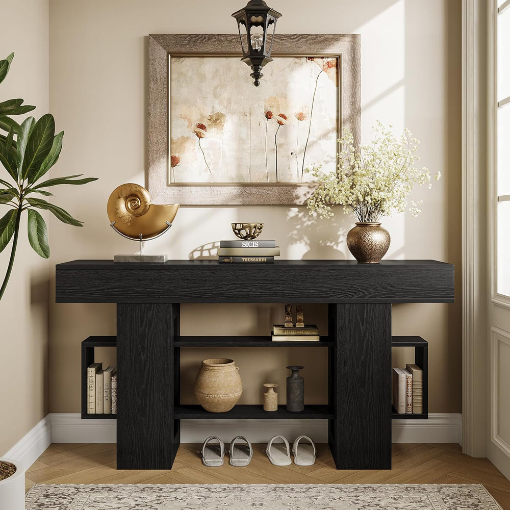 Einhomn 63 Inch Long Console Table for Entryway, Modern Wooden Sofa Table Beh...